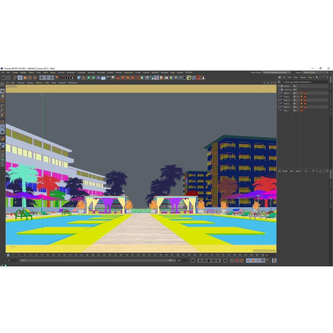 Miami Holiday Resort 3D Model – Exterior Scene Files, Cinema4D - View 11