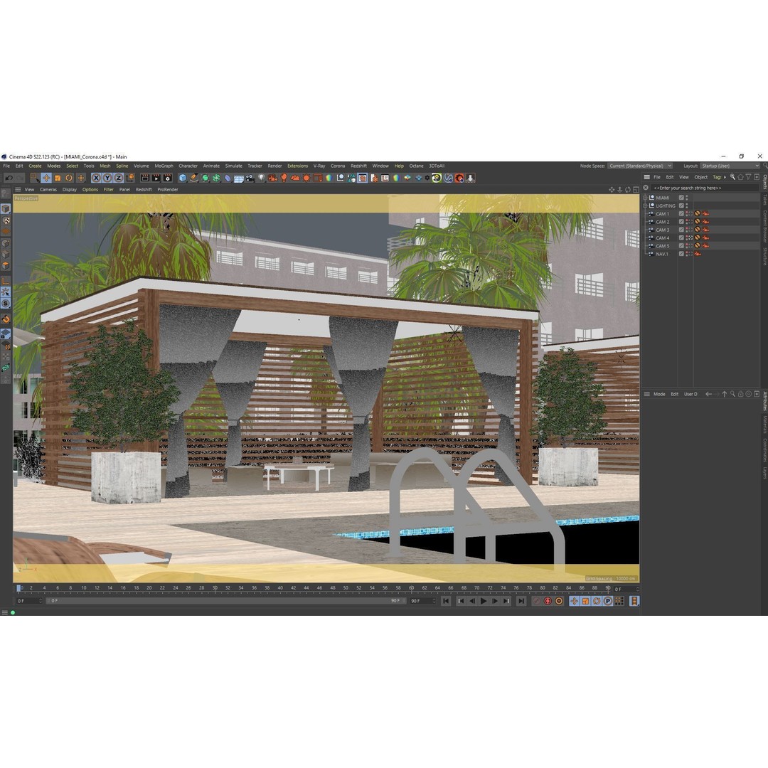 Miami Holiday Resort 3D Model – Exterior Scene Files, Cinema4D - View 15