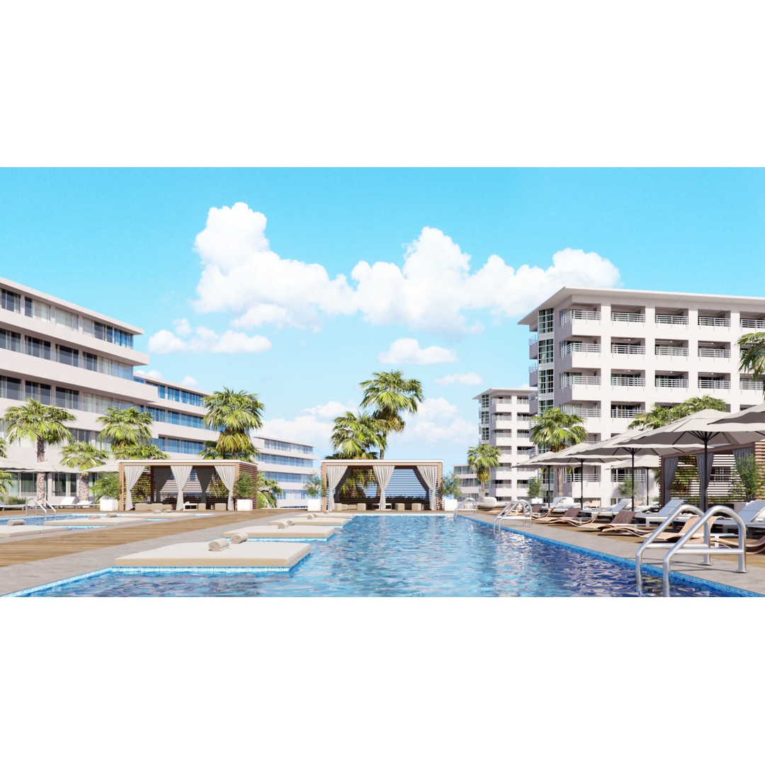 Miami Holiday Resort 3D Model – Exterior Scene Files, Cinema4D - View 5