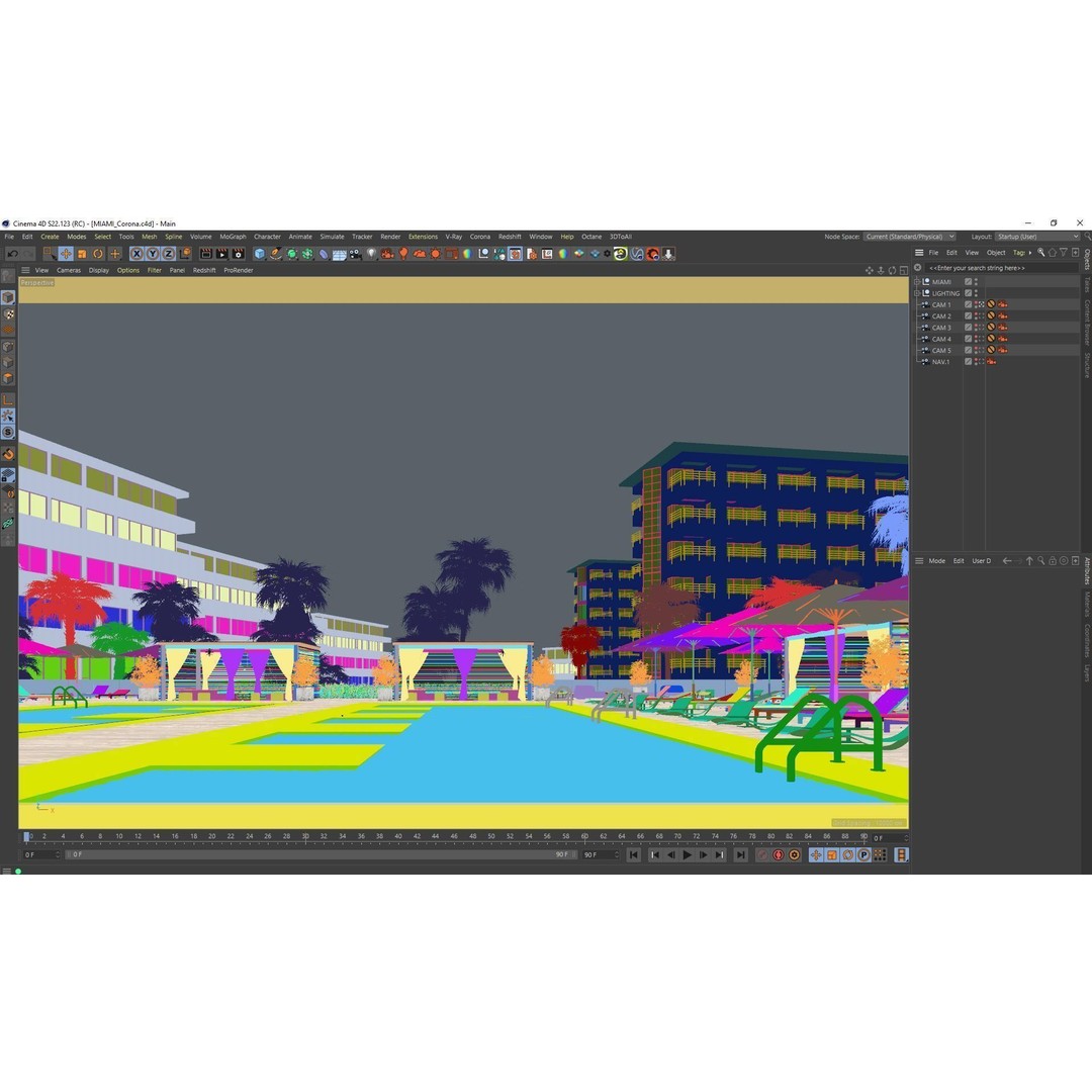 Miami Holiday Resort 3D Model – Exterior Scene Files, Cinema4D - View 7