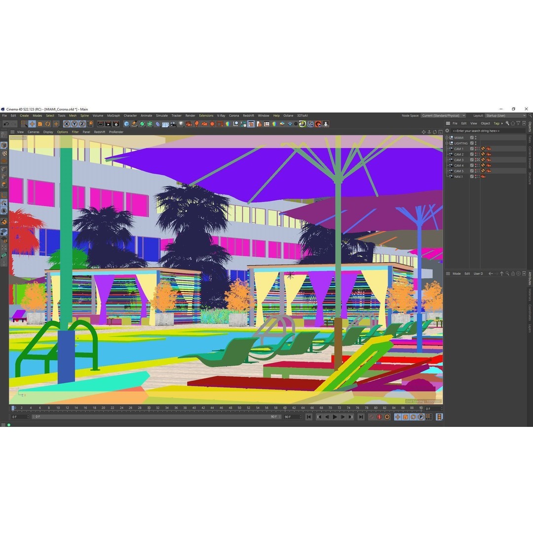 Miami Holiday Resort 3D Model – Exterior Scene Files, Cinema4D - View 8