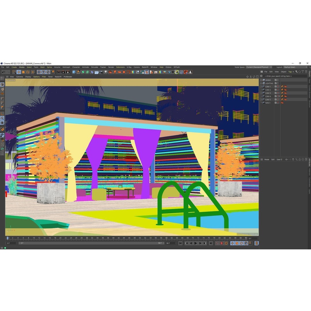 Miami Holiday Resort 3D Model – Exterior Scene Files, Cinema4D - View 9