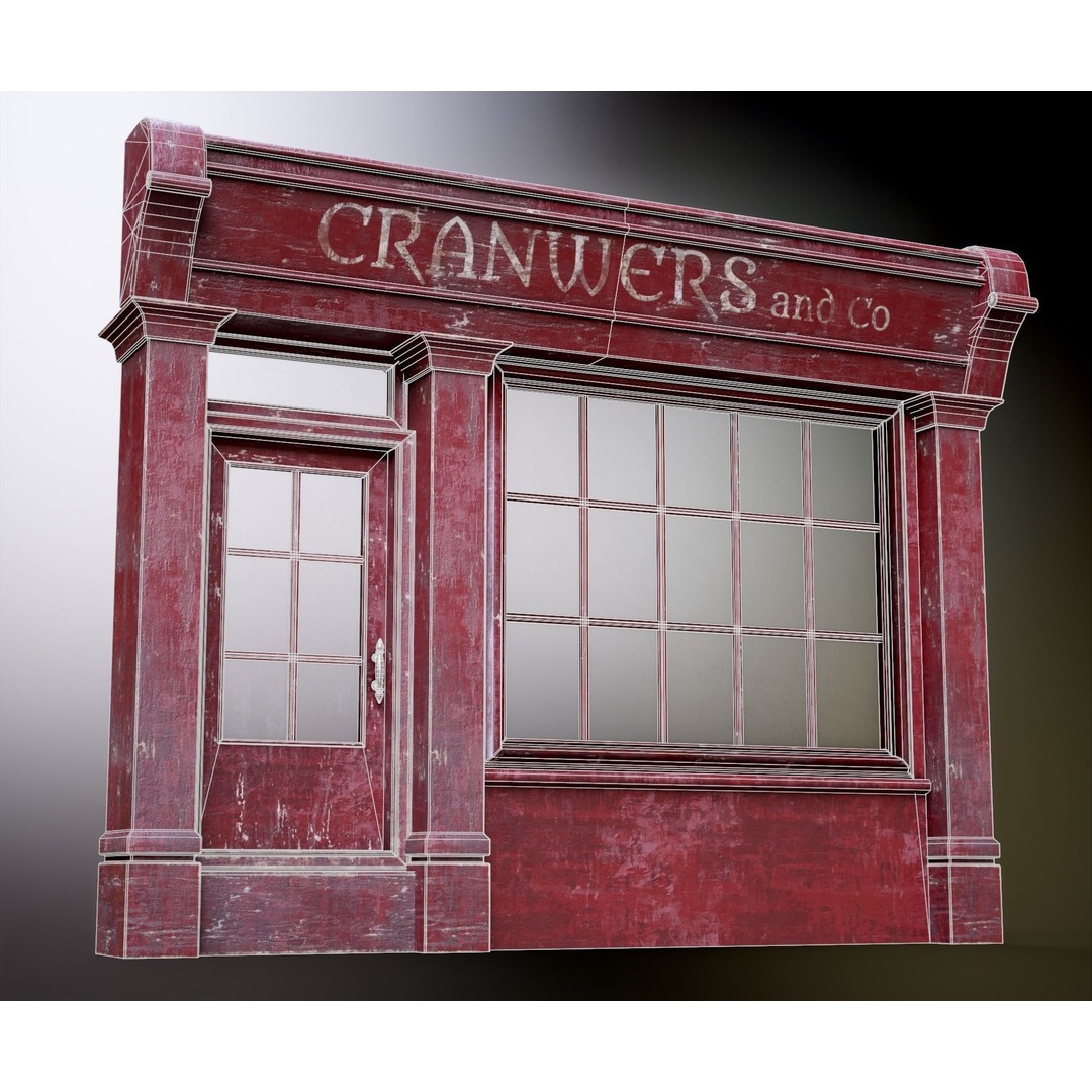 Old English Shop Front 3D Model – Low Poly Game Asset, FBX, PBR - View 10