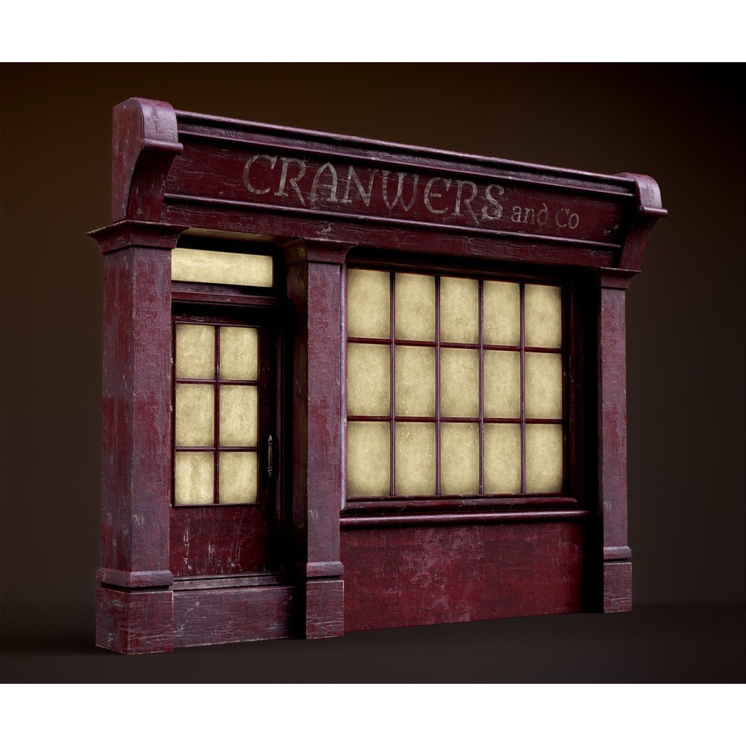 Old English Shop Front 3D Model – Low Poly Game Asset, FBX, PBR - View 11