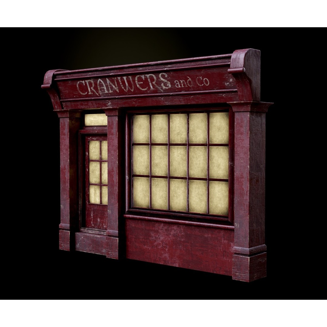 Old English Shop Front 3D Model – Low Poly Game Asset, FBX, PBR - View 12