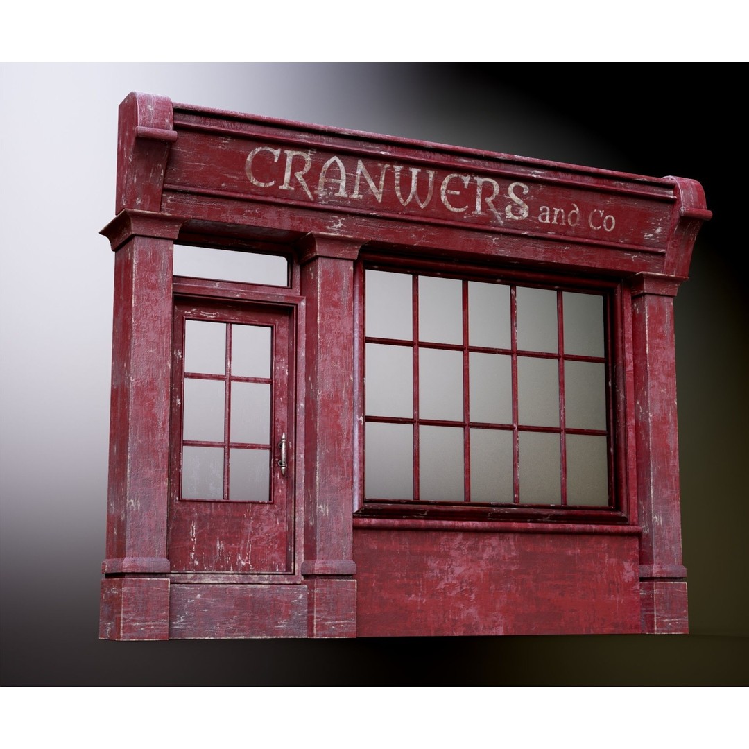 Old English Shop Front 3D Model – Low Poly Game Asset, FBX, PBR - View 14