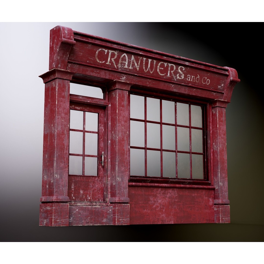 Old English Shop Front 3D Model – Low Poly Game Asset, FBX, PBR - View 17