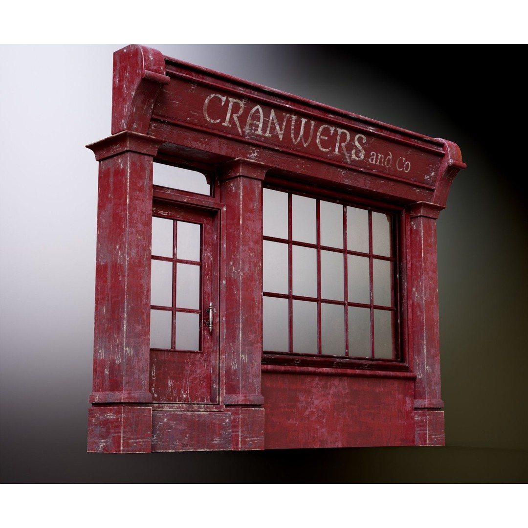 Old English Shop Front 3D Model – Low Poly Game Asset, FBX, PBR - View 18