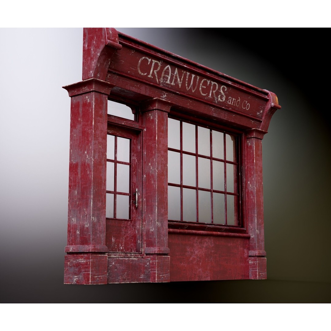 Old English Shop Front 3D Model – Low Poly Game Asset, FBX, PBR - View 19