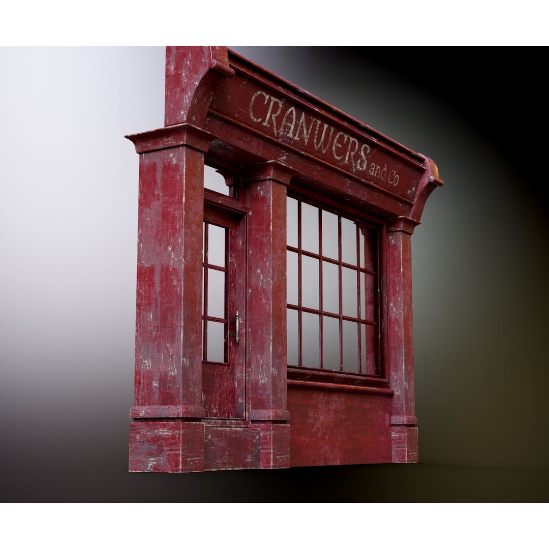 Old English Shop Front 3D Model – Low Poly Game Asset, FBX, PBR - View 20