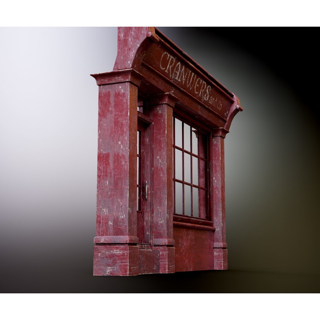 Old English Shop Front 3D Model – Low Poly Game Asset, FBX, PBR - View 21