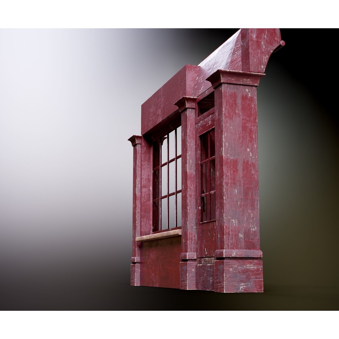 Old English Shop Front 3D Model – Low Poly Game Asset, FBX, PBR - View 25