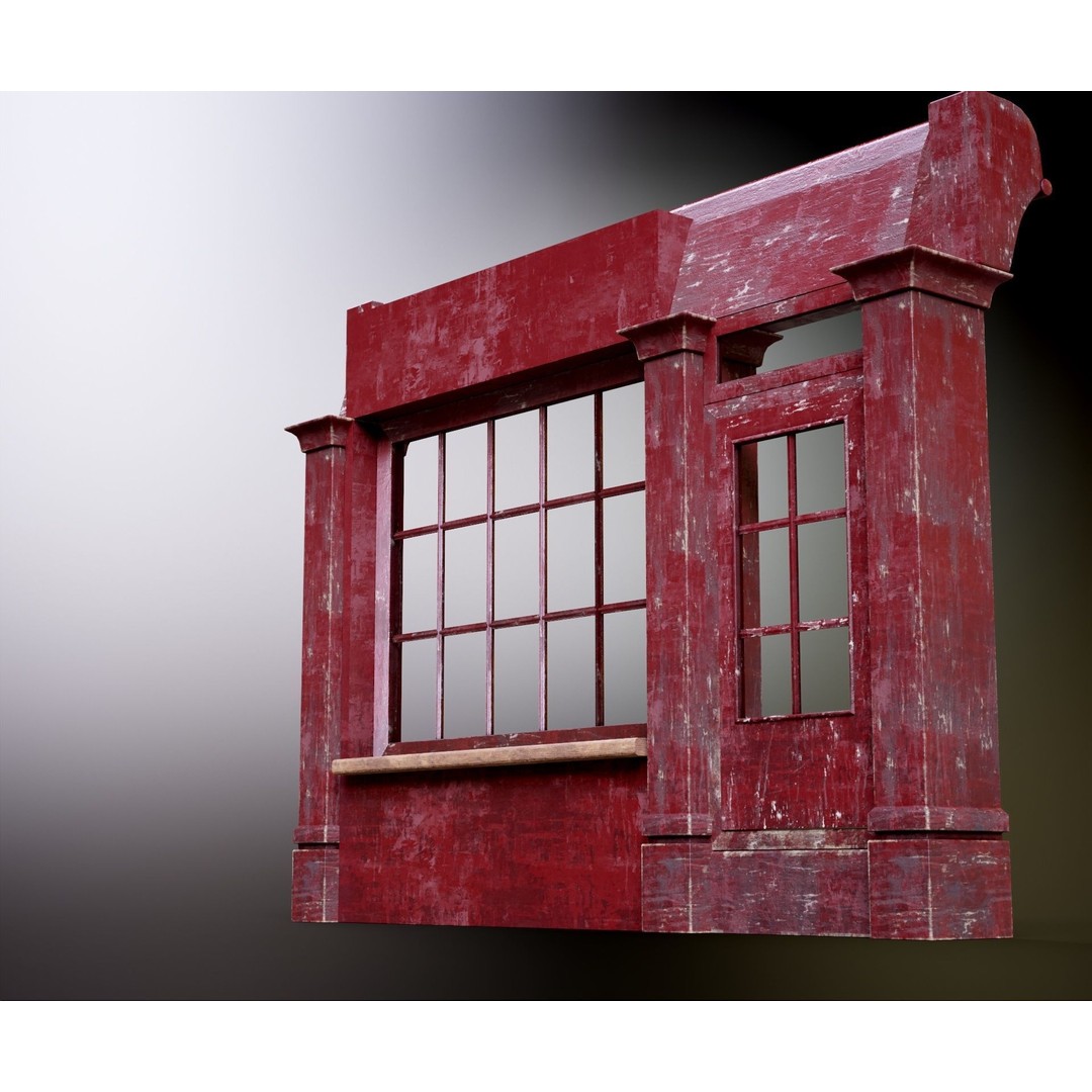 Old English Shop Front 3D Model – Low Poly Game Asset, FBX, PBR - View 27