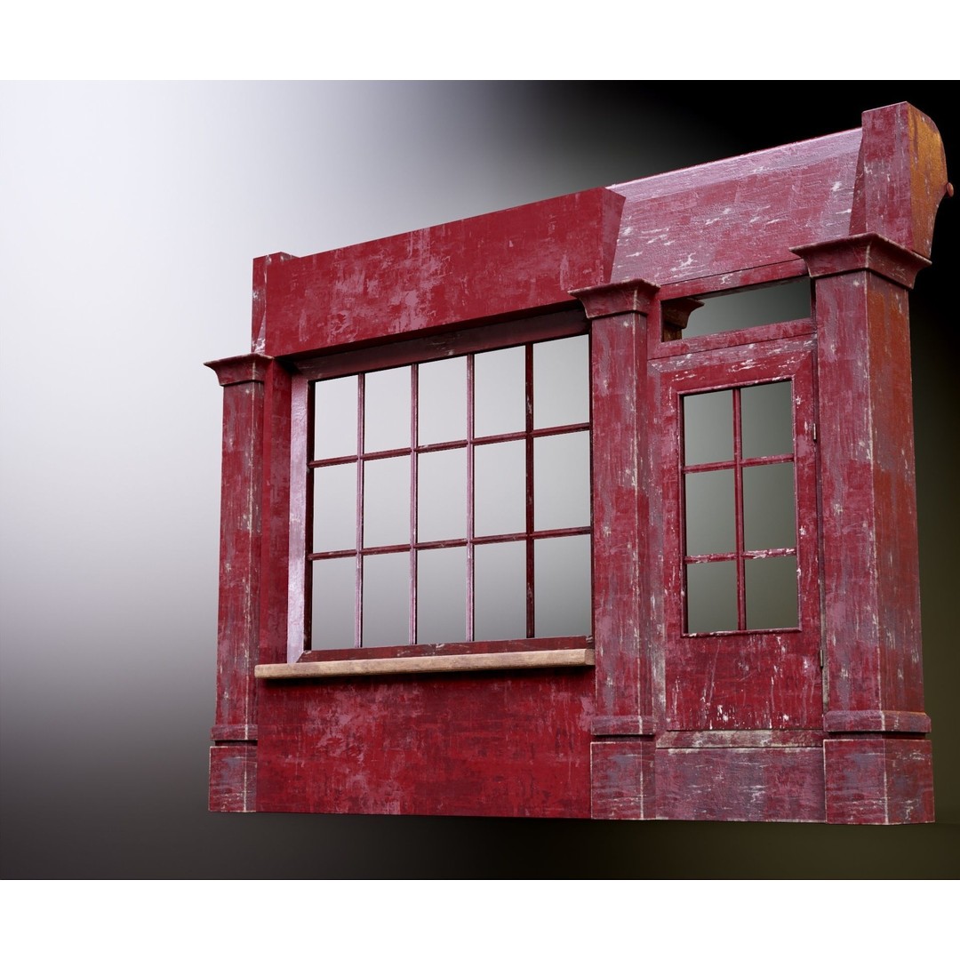 Old English Shop Front 3D Model – Low Poly Game Asset, FBX, PBR - View 28