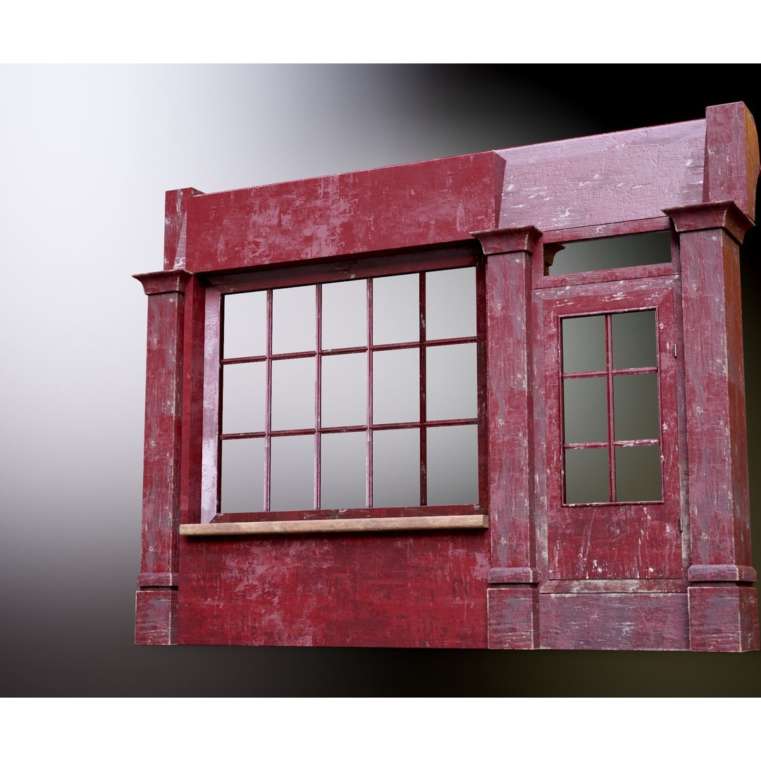 Old English Shop Front 3D Model – Low Poly Game Asset, FBX, PBR - View 29