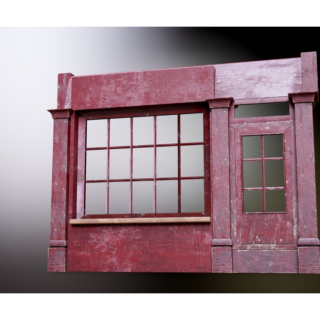 Old English Shop Front 3D Model – Low Poly Game Asset, FBX, PBR - View 30