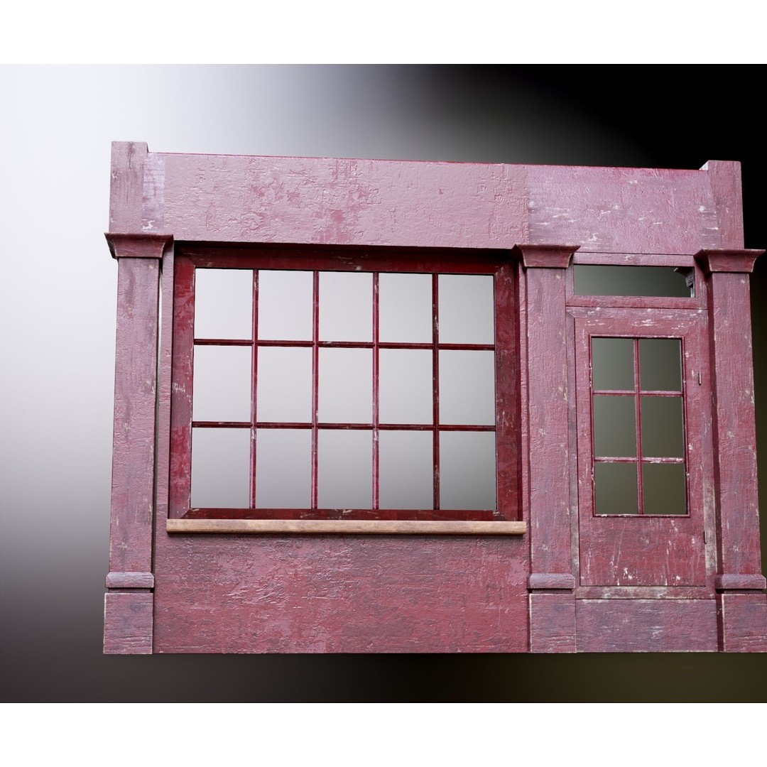 Old English Shop Front 3D Model – Low Poly Game Asset, FBX, PBR - View 32