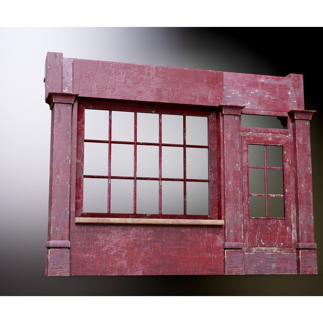 Old English Shop Front 3D Model – Low Poly Game Asset, FBX, PBR - View 33