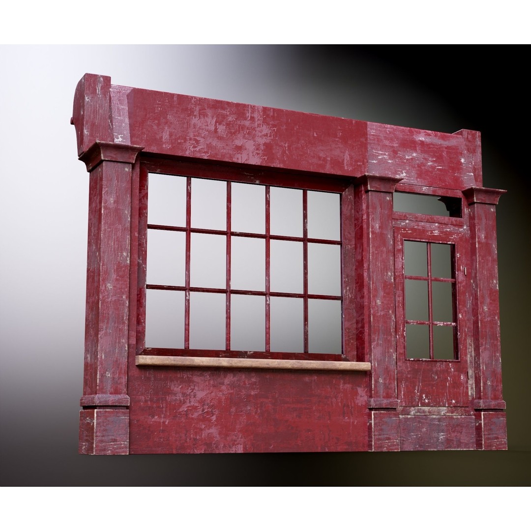 Old English Shop Front 3D Model – Low Poly Game Asset, FBX, PBR - View 34