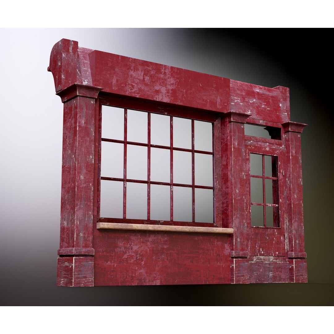 Old English Shop Front 3D Model – Low Poly Game Asset, FBX, PBR - View 35