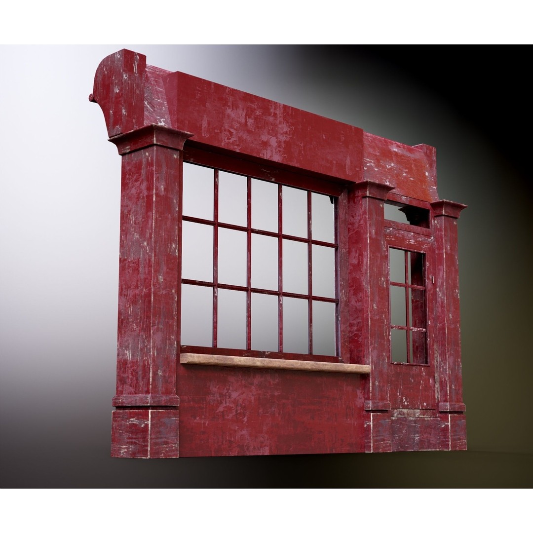 Old English Shop Front 3D Model – Low Poly Game Asset, FBX, PBR - View 36