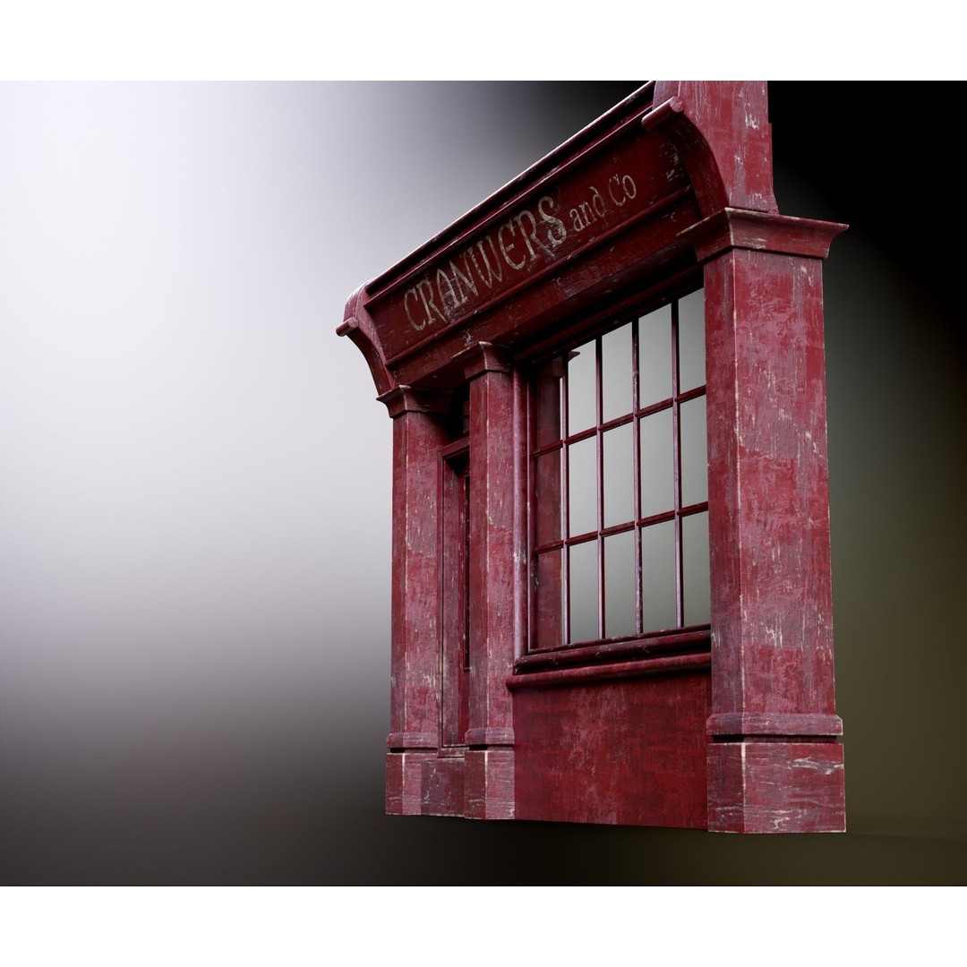 Old English Shop Front 3D Model – Low Poly Game Asset, FBX, PBR - View 42