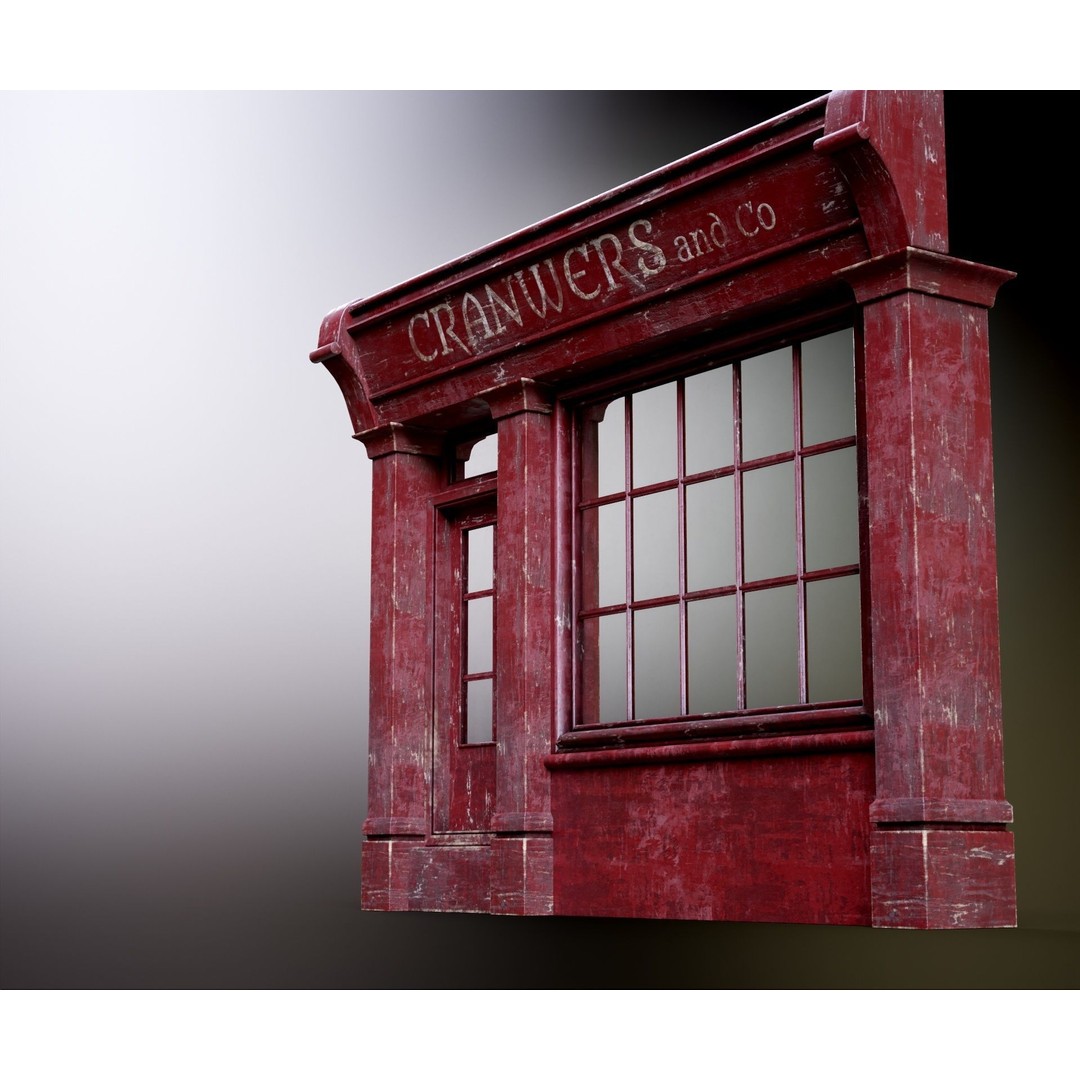 Old English Shop Front 3D Model – Low Poly Game Asset, FBX, PBR - View 43