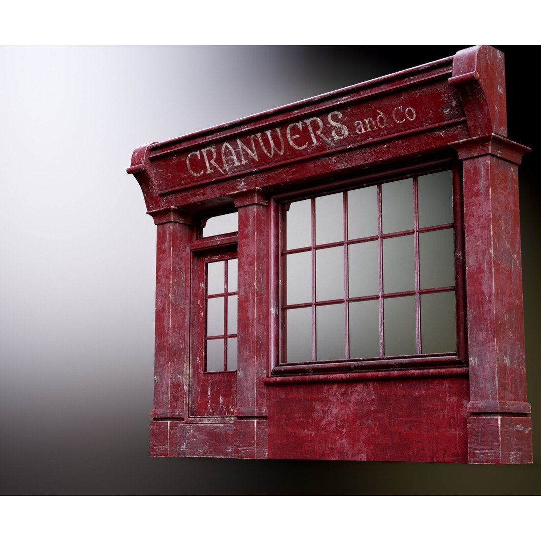 Old English Shop Front 3D Model – Low Poly Game Asset, FBX, PBR - View 44
