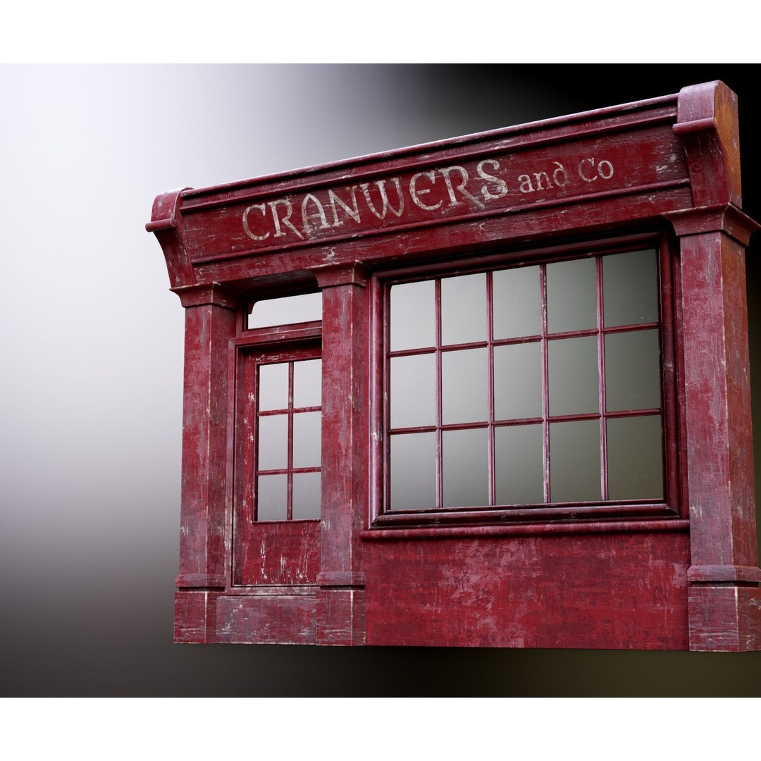 Old English Shop Front 3D Model – Low Poly Game Asset, FBX, PBR - View 45