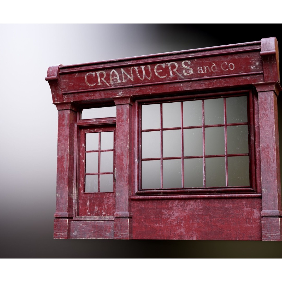 Old English Shop Front 3D Model – Low Poly Game Asset, FBX, PBR - View 46