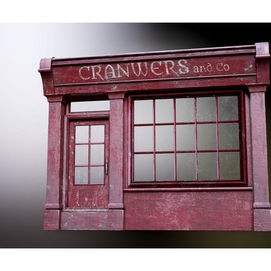 Old English Shop Front 3D Model – Low Poly Game Asset, FBX, PBR - View 47