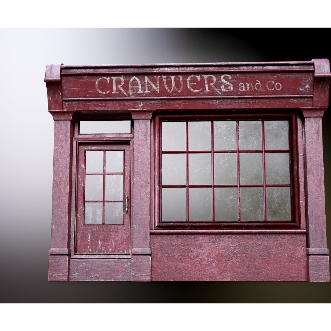 Old English Shop Front 3D Model – Low Poly Game Asset, FBX, PBR - View 48