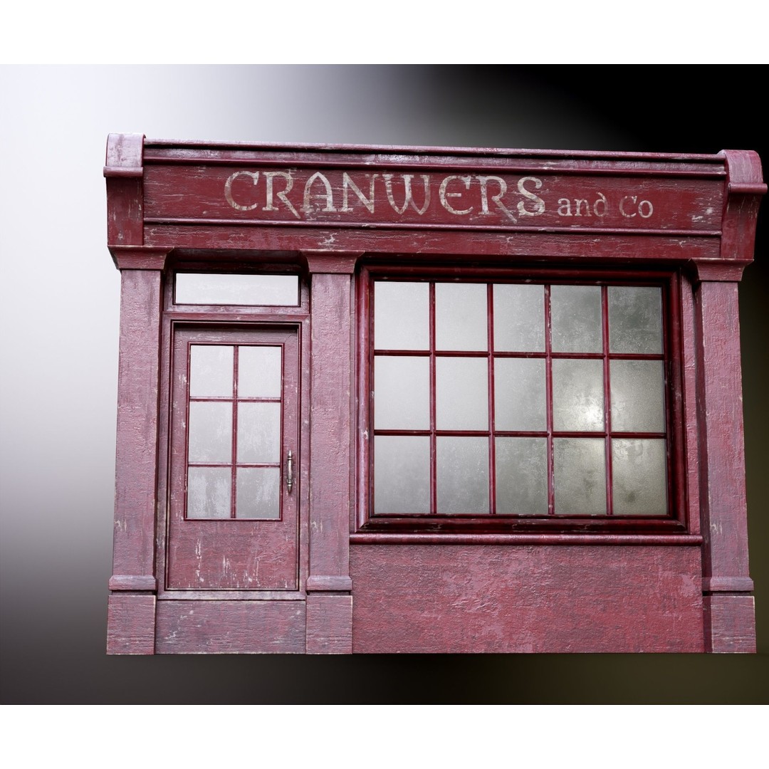 Old English Shop Front 3D Model – Low Poly Game Asset, FBX, PBR - View 49