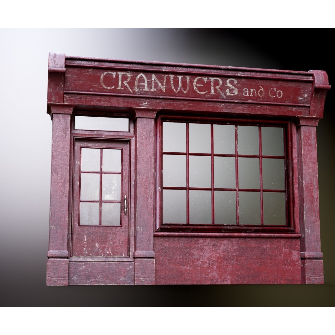 Old English Shop Front 3D Model – Low Poly Game Asset, FBX, PBR - View 50