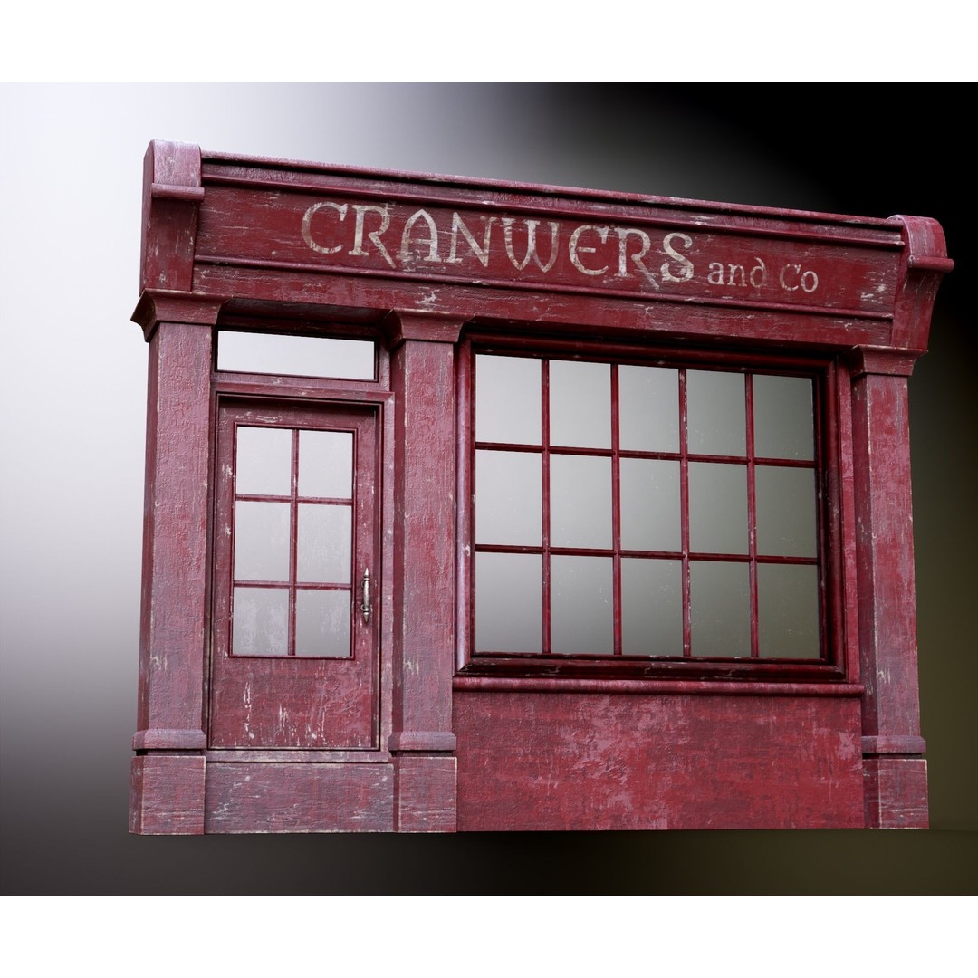 Old English Shop Front 3D Model – Low Poly Game Asset, FBX, PBR - View 51