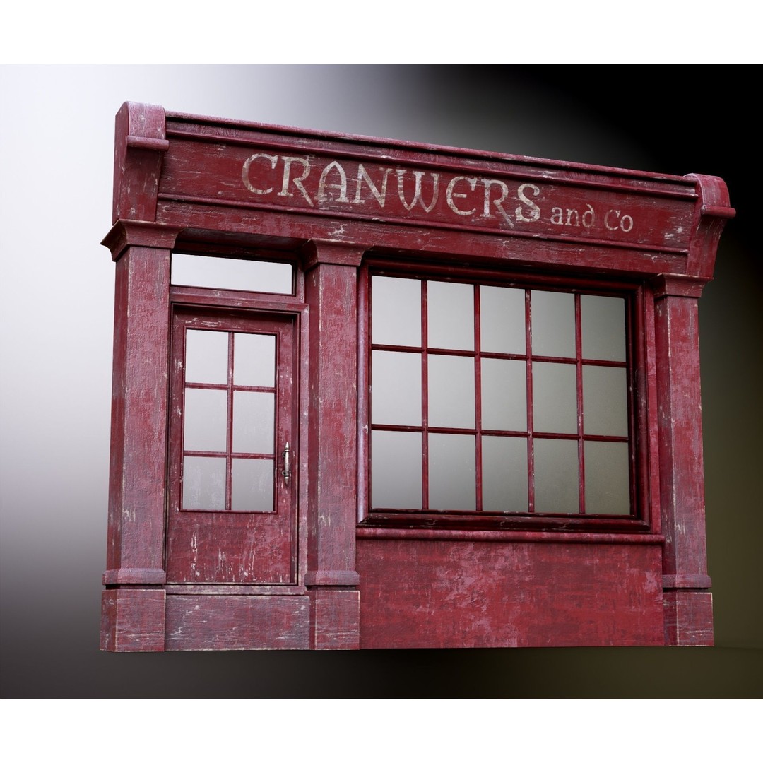 Old English Shop Front 3D Model – Low Poly Game Asset, FBX, PBR - View 52