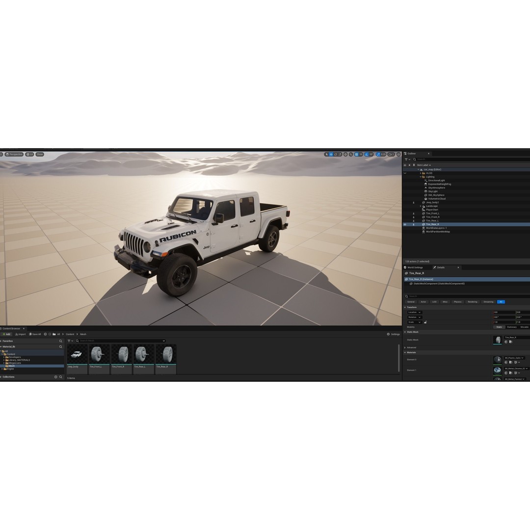 Jeep Gladiator Rubicon 3D Model – Low-Poly Rigged Vehicle for Unreal - View 16