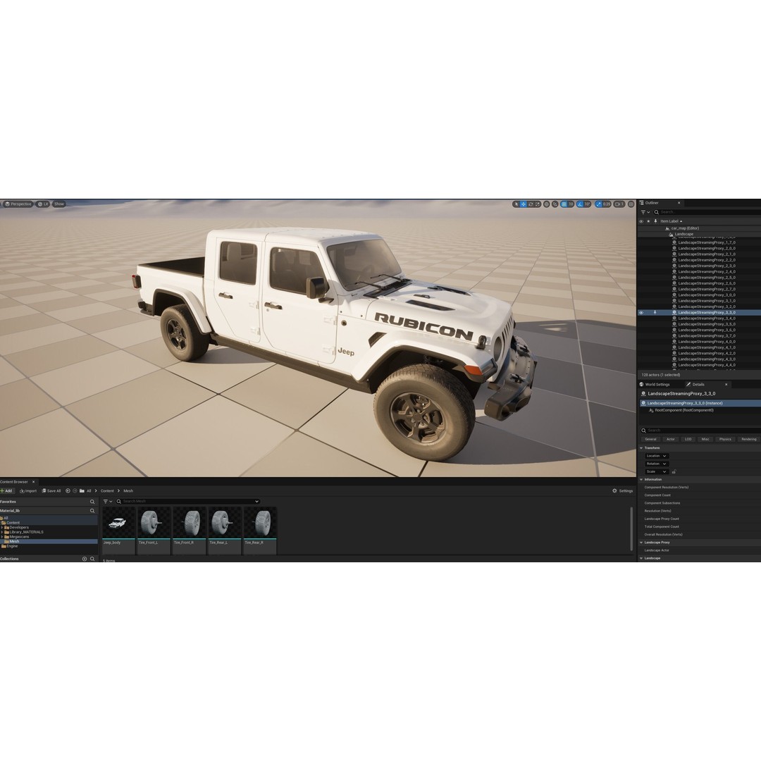 Jeep Gladiator Rubicon 3D Model – Low-Poly Rigged Vehicle for Unreal - View 17