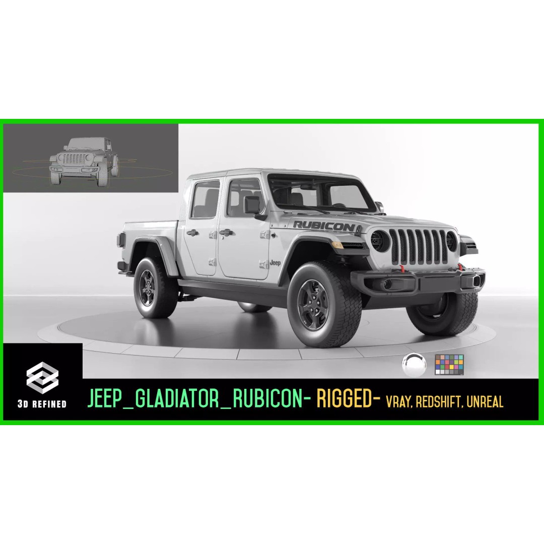 Jeep Gladiator Rubicon 3D Model – Low-Poly Rigged Vehicle for Unreal - View 2